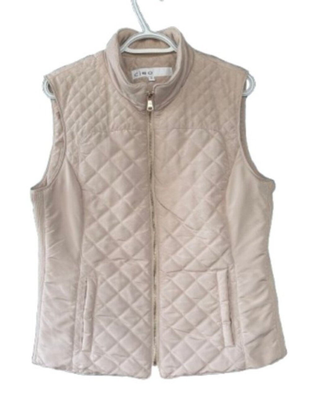 Cleo diamond quilted vest beige women's size M